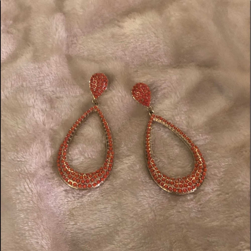 Coral and gold earrings